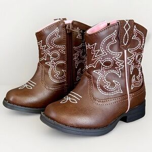 WONDER NATION Baby Girl Western Stitch Cowboy Boot EZ-ON/OFF Zip-Up Sock Lining
